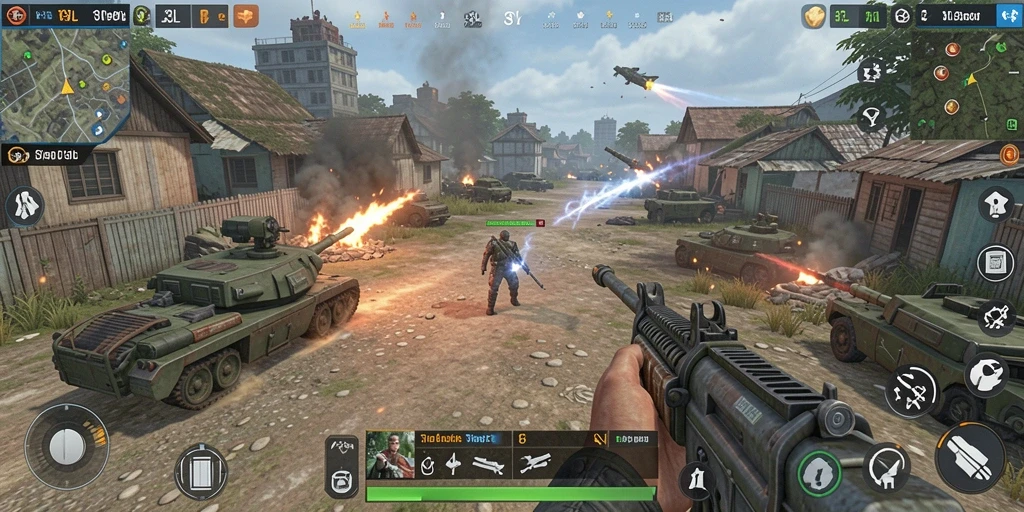 Screenshot gameplay 33L menampilkan aksi tembak-menembak yang intens.