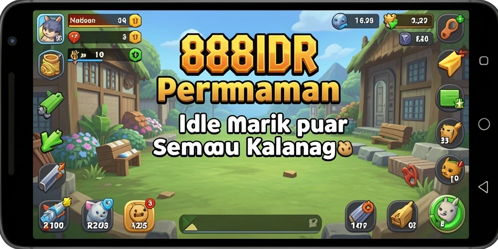 Screenshot gameplay utama 888IDR menampilkan karakter yang aktif dan menarik dalam suasana Idle.