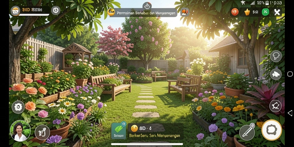 Screenshot 8ID menampilkan kebun yang rimbun dan gameplay seru.