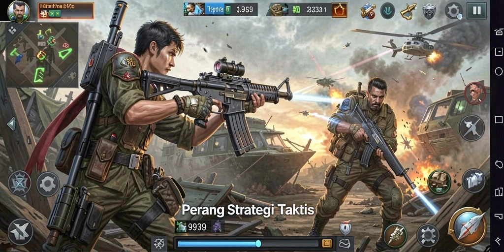 Tampilan utama gameplay strategis di 9939 yang mendebarkan.