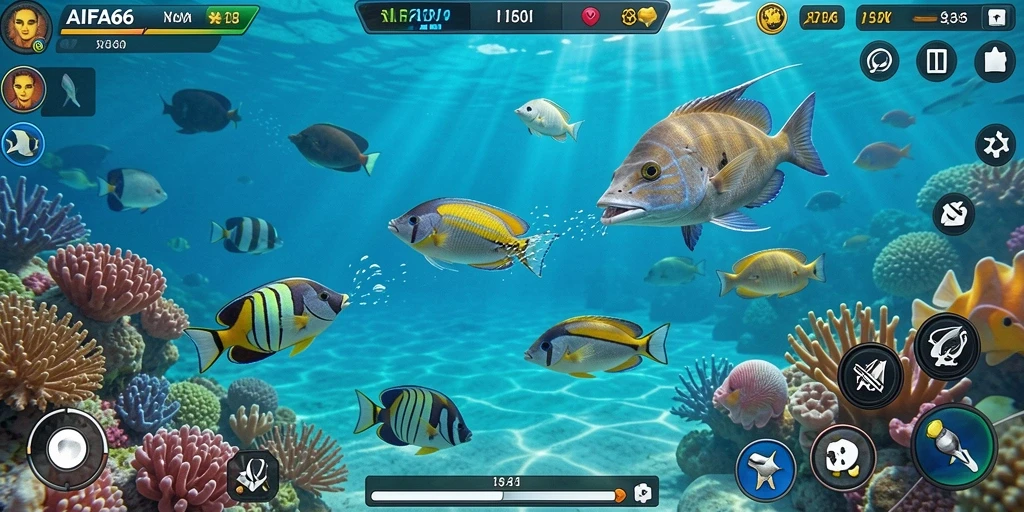 Screenshot AIFA66 menampilkan gameplay seru dalam menangkap ikan.