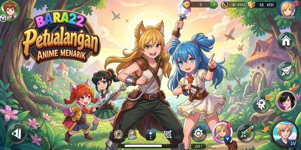 Tampilan gameplay BARA22 dengan karakter anime yang aksi.