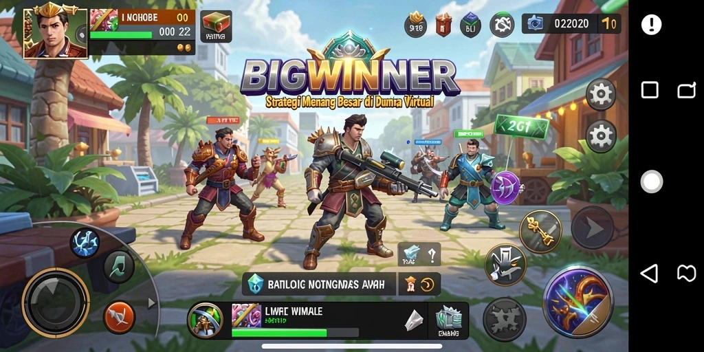 Tangkapan layar gameplay BIGWINNER menunjukkan pertempuran strategis yang mendebarkan.