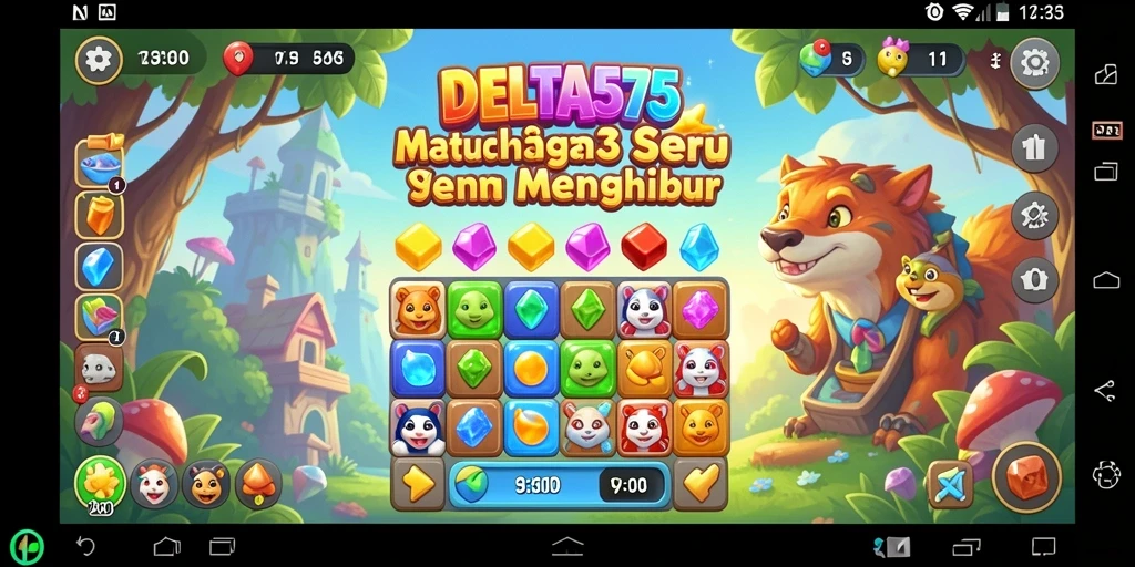 Gameplay match-3 penuh warna yang seru dan menarik.