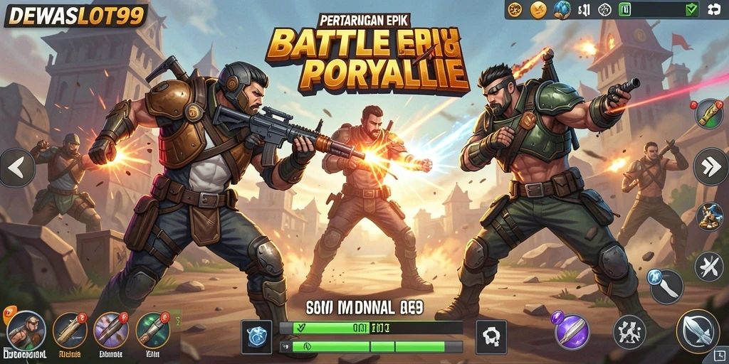 Screenshot DEWASLOT99 menampilkan aksi seru dalam pertempuran Battle Royale.