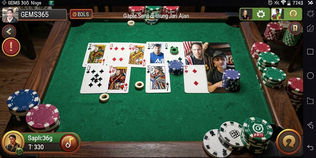 Tampilan menarik dari gameplay Gaple di GEMS365.