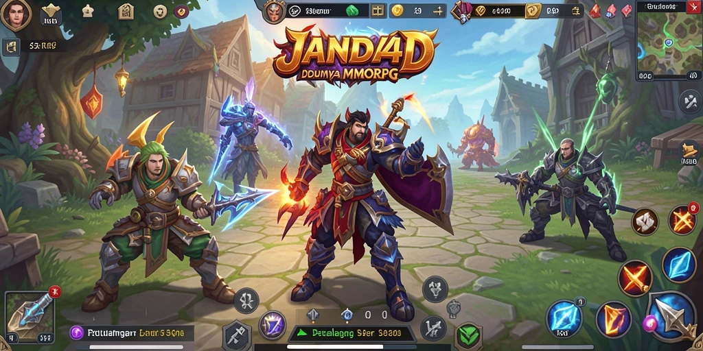 Screenshot dari gameplay JANDA4D yang menunjukkan aksi seru dalam pertempuran MMORPG.