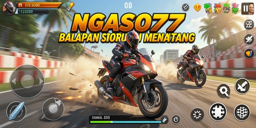 Tampilan gameplay NGASO77 yang seru dan menantang di lintasan balap.