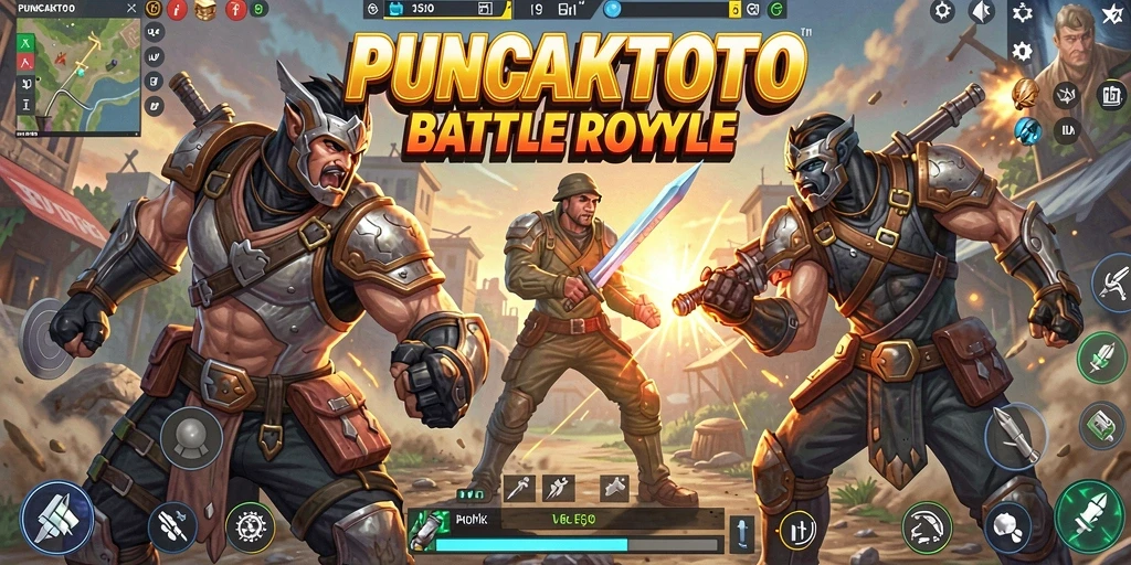 Tampilan gameplay seru dari PUNCAKTOTO dalam pertarungan Battle Royale.