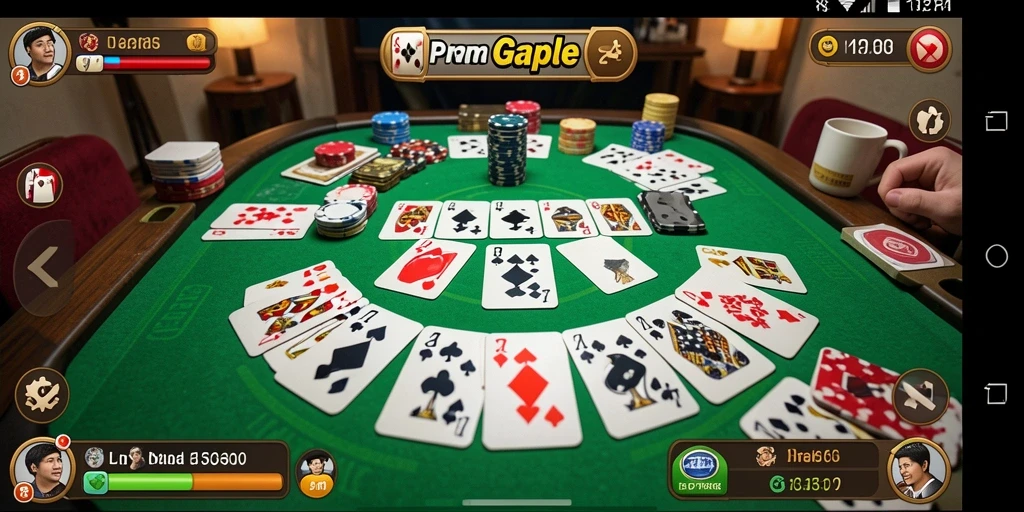 Screenshot gameplay RPRR yang menunjukkan keseruan bermain Gaple.