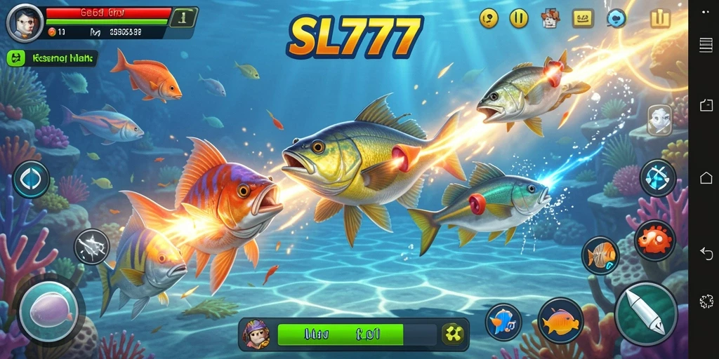 Tangkapan layar gameplay SL777 menampilkan aksi tembak ikan yang seru.