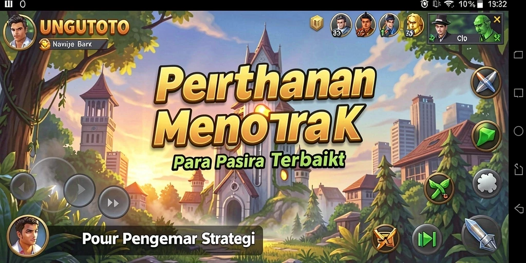 Tangkapan layar gameplay UNGUTOTO menunjukkan aksi menara pertahanan yang intens.