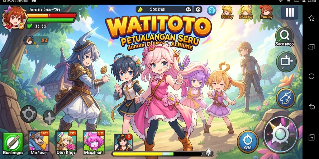 Screenshot WATITOTO menampilkan aksi seru dari karakter anime dalam pertempuran epic.